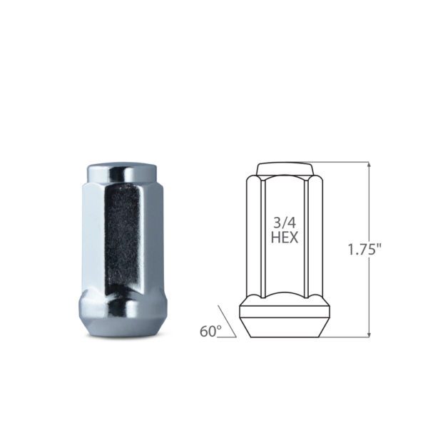 Chrome Mr Lugnut ACORN L BULGE CLOSED END LUG NUT 19mm